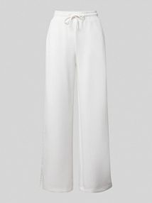 Spodnie typu track pants o kroju regular fit ze scuby z taśmą z logo s.Oliver RED LABEL białe damskie EAN 2155589