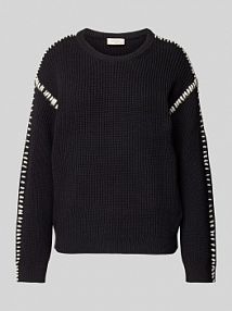 Sweter z dzianiny z ozdobnym szwem FREE/QUENT czarny damski EAN 204437