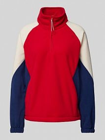 Bluza ze stójką model CLAY TheJoggConcept czerwona damska EAN Fleece colorbloc