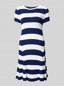 Sukienka z dzianiny ze ściegiem warkoczowym Polo Ralph Lauren granatowa EAN @SS Dress Stripe