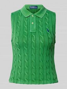 Top z dzianiny ze ściegiem warkoczowym Polo Ralph Lauren turkusowy damski EAN @Cropped Polo Ca
