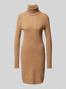 Sukienka z dzianiny z mieszanki wełny i kaszmiru z golfem Polo Ralph Lauren brązowa EAN 211955296