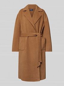 Płaszcz z kołnierzem z połami i wiązanym paskiem Polo Ralph Lauren brązowy damski EAN 211941395