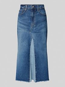 Spódnica jeansowa z frędzlami Polo Ralph Lauren niebieska EAN Tulip Denim Skir