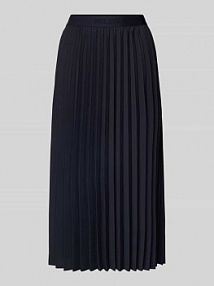 Spódnica plisowana o luźnym kroju z elastycznym pasem Tommy Hilfiger niebieska EAN Faltenrock Midi