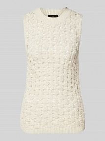 Top dzianinowy z ażurowym wzorem Zero biały damski EAN ON grob gestrick