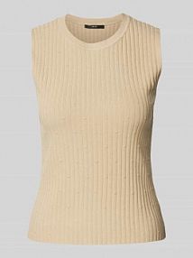 Top z dzianiny z fakturowanym wzorem Zero beżowy damski EAN Rib Top 7