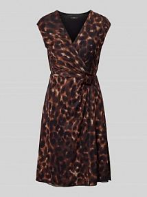 Sukienka mini w kopertowym stylu z dekoltem w serek Zero beżowa EAN 1088812331