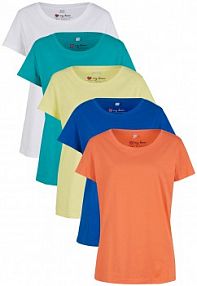 Bluzka z okrągłym dekoltem (5 szt.)  damski Bonprix