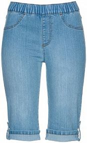 Bermudy dżinsowe z gumką w talii  Bonprix