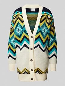 Długi kardigan z dekoltem w serek model SKÅLA Dale of Norway turkusowy EAN 85631