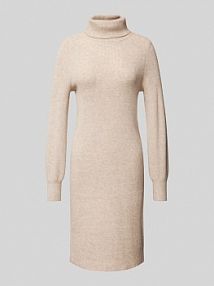 Sukienka z dzianiny o długości do kolan z golfem model SASHA Only beżowa EAN 15309197