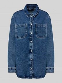 Kurtka jeansowa z kieszeniami na piersi model ALVA Noisy May niebieska damska EAN Jeans Shacket