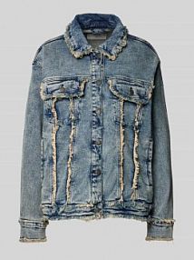 Kurtka jeansowa z kieszeniami z patką na piersi model JENICE Noisy May niebieska damska EAN Fringed Dnm Shak
