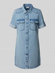 Sukienka jeansowa z kieszeniami na piersi model NEW SIGNE Noisy May niebieska EAN Dnm Hbk Ss Dress