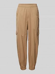 Spodnie cargo o luźnym kroju z elastycznym pasem model Elva MAC beżowe damskie EAN Cargo Gummi unte