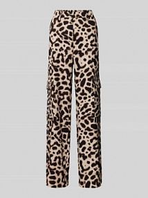 Spodnie cargo o kroju regular fit ze szlufkami na pasek model CHiara MAC beżowy damski EAN Cargo Satin Leo