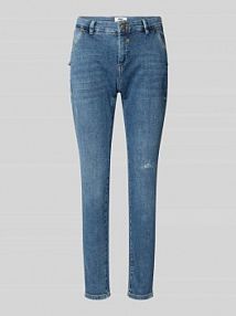 Jeansy o kroju slim fit zapinane na guzik i zamek błyskawiczny model Montana MAC niebieskie EAN Denim CHino Satt