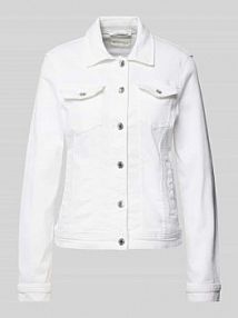 Kurtka jeansowa o kroju slim fit z wpuszczanymi kieszeniami Tom Tailor biała damska EAN Coloured Denim2