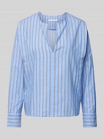 Bluzka z kołnierzem z lamówką LANIUS niebieska damska EAN BLS 1/1  BW STRI