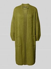 Długi kardigan z naszytymi kieszeniami LUISA CERANO zielony EAN STR 3/4 CARD LNG