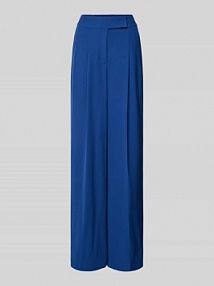 Spodnie materiałowe z szeroką nogawką i zakładkami w pasie LUISA CERANO niebieskie damskie EAN HO WIDELEG BF