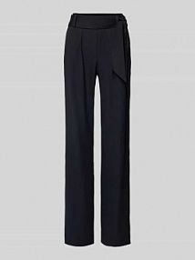 Spodnie materiałowe o kroju regular fit z wiązanym paskiem LUISA CERANO czarne damskie EAN HO WIDELEG TECHN