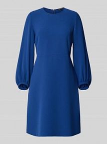 Sukienka o długości do kolan z okrągłym dekoltem LUISA CERANO niebieska EAN 708523 3417