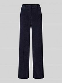 Spodnie sztruksowe z szeroką nogawką i szlufkami na pasek CAMBIO granatowy damski EAN 7108 246/01