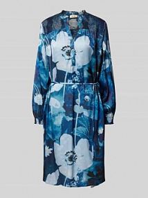 Sukienka o długości do kolan z wiązanym paskiem model Detta MOS MOSH EAN KLD SATIN FLOWER