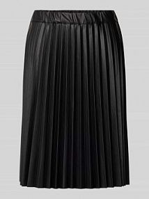 Spódnica o długości do kolan z imitacji skóry z plisami monari czarna EAN 808031