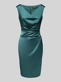 Sukienka koktajlowa o długości do kolan z marszczeniem Vera Mont turkusowa EAN 584822