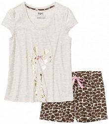 Piżama z krótkimi spodenkami z foliowym nadrukiem  Bonprix