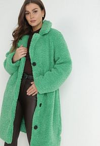 Zielony płaszcz Futrzany Teddy Gavi Born2Be damski