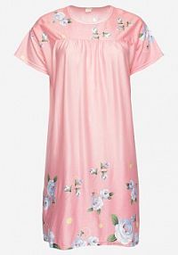 Różowa koszula nocna w Kwiatowy Wzór z Krótkim Rękawem Seliaane Born2Be