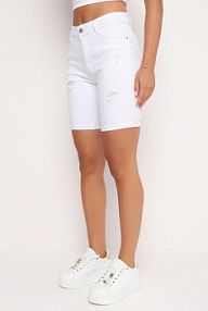 Białe szorty jeansowe z Wysokim Stanem z Efektem Push-Up Namsene Born2Be