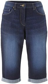 Bermudy dżinsowe ze stretchem i wygodnym paskiem  Bonprix