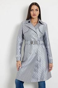 Żakardowy trencz z logo 4g  niebieski Guess