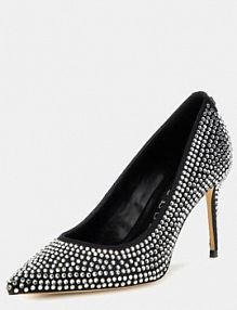 Czółenka z cyrkoniami model ricar  czarne Guess