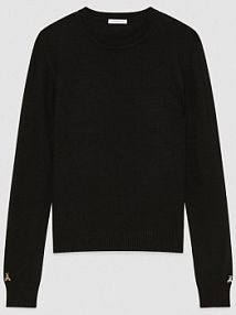 Wełniany sweter z okrągłym dekoltem czarny PATRIZIA PEPE damski