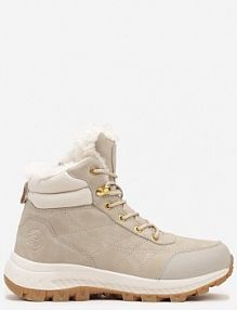 Beżowe Traperki na Tłoczonej Platformie ze Sznurowaniem Zinlatta Renee damskie