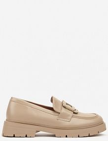 Beżowe mokasyny na Płaskiej Podeszwie Ozdobione Metaliczną Aplikacją Evalith Renee damskie