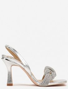 Srebrne sandały na Szpilce z Cyrkoniowymi Paskami Sinadel Renee