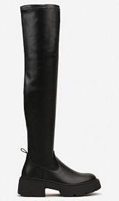 Czarne kozaki Muszkieterki na Tłoczonej Podeszwie o Dopasowanych Cholewkach za Kolano Daistelle Renee damskie