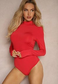 Czerwone body z Golfem z Prążkowanej Dzianiny Naorinia Renee