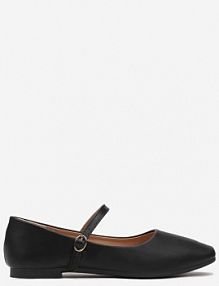 Czarne Balerinki z Paskiem i Smukłym Kwadratowym Noskiem Rosafay confly