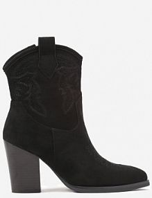 Czarne Brokatowe Botki kowbojki na Słupku Remirra ballada