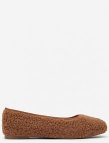 Brązowe Balerinki na Płaskiej Podeszwie z Futerkiem w Stylu Barankowym Zdobieniem Armegia Renee