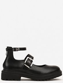 Czarne półbuty na Grubej Podeszwie z Ozdobnymi Sprzączkami Irissia Renee damskie