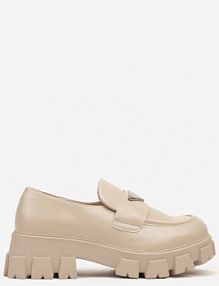 Beżowe mokasyny na Platformie Ozdobione Metaliczną Aplikacją Arselena Renee damskie